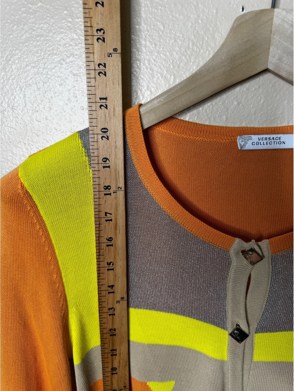 Versace Collection Womens IT 48 Cardigan Orange Geometric Viscose Made in Italy - Picture 6 of 8